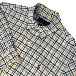 Ralph Lauren Mens Size SMALL Classic Fit Button Down Shirt Plaid Yellow Blue